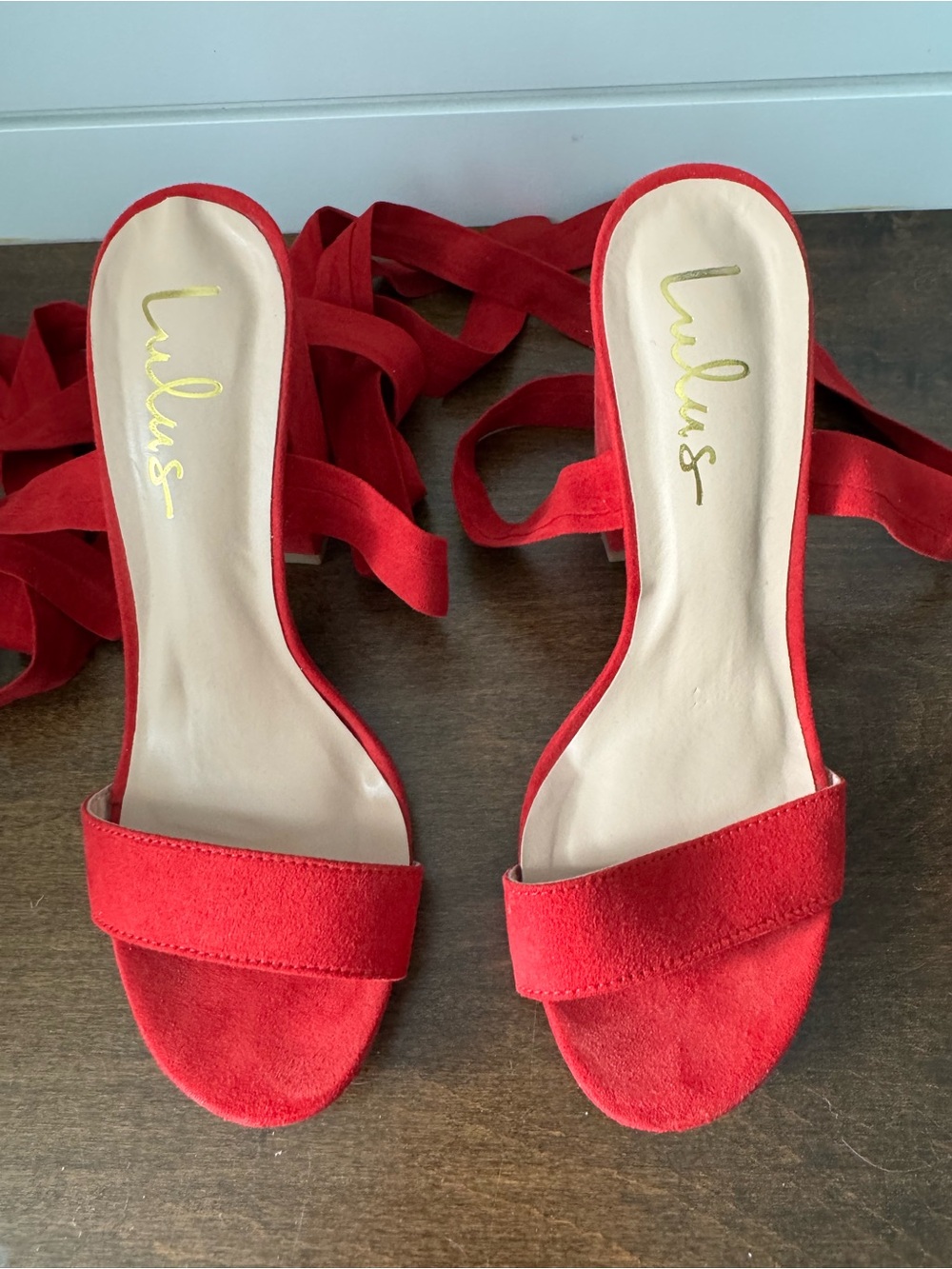 Lulu’s Alta Red Ankle-Tie Block Heel Sandals - Picture 3 of 8